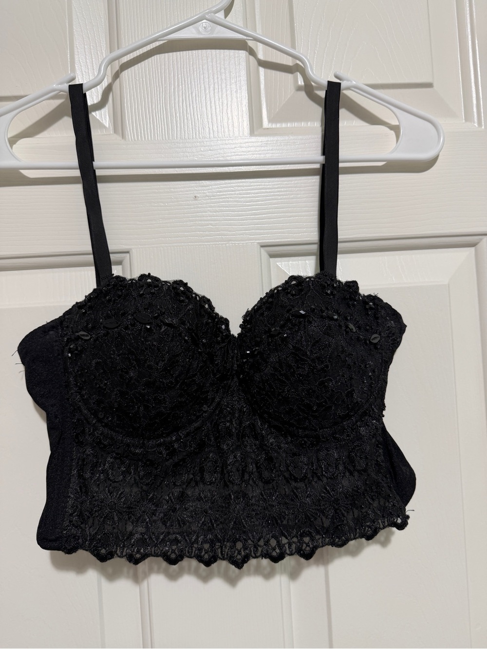 Windsor Black Lace Longline Bustier Crop Top